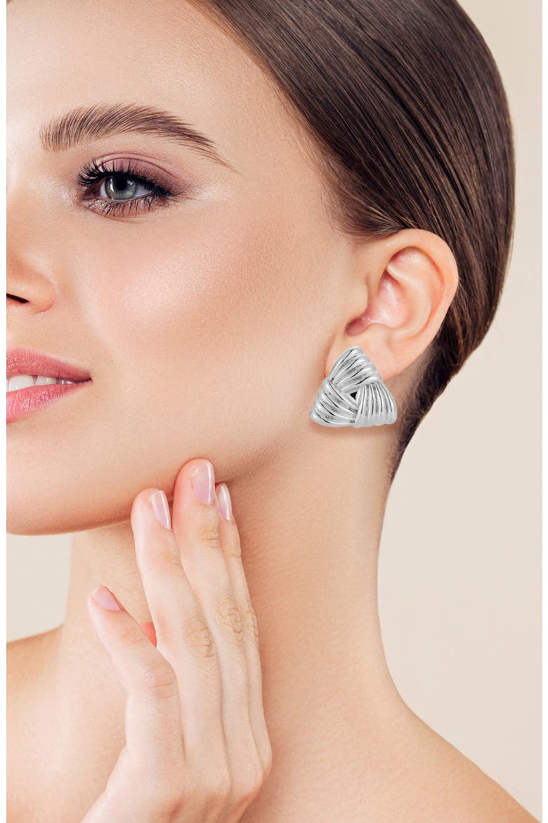 Textured Triangle Stud Earrings, Alternate, color, SILVER