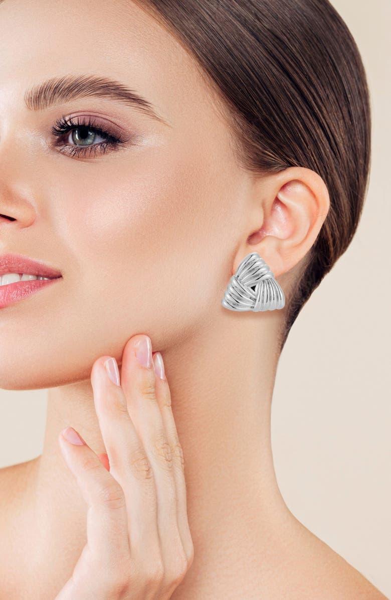 GLAZE JEWELRY Textured Triangle Stud Earrings, Alternate, color, Silver