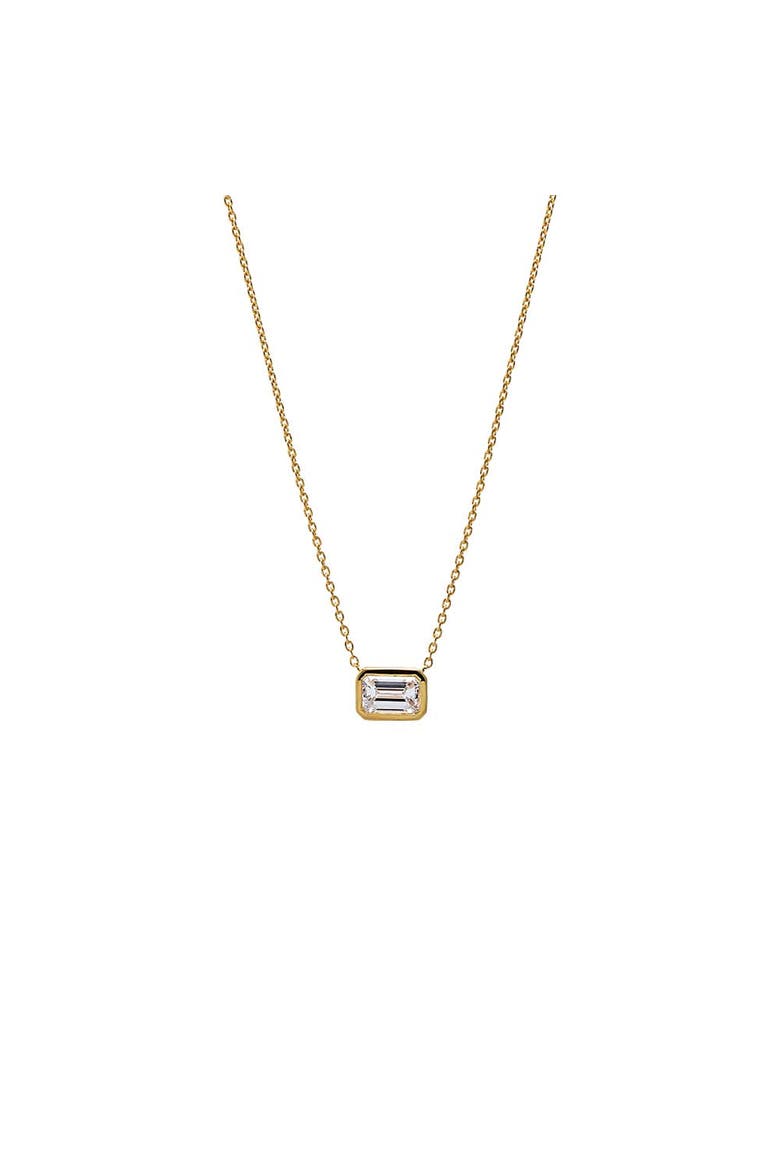 Lab Grown Emerald Bezel Necklace, Main, color, Gold