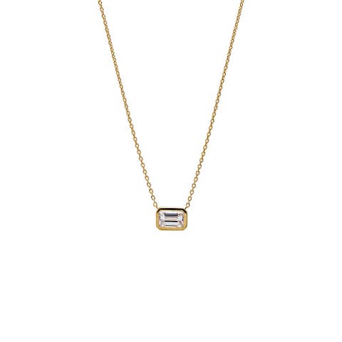 Lab Grown Emerald Bezel Necklace