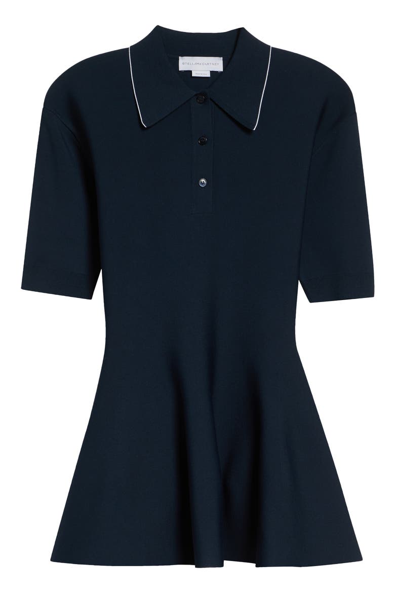 Compact Knit Peplum Polo, Alternate, color, NAVY