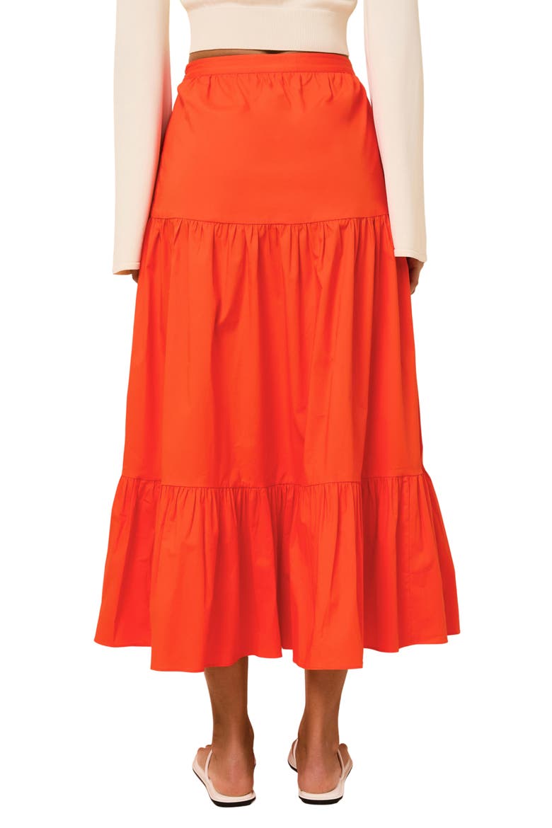 The Indra Tiered Stretch Cotton Skirt, Alternate, color, HABANERO