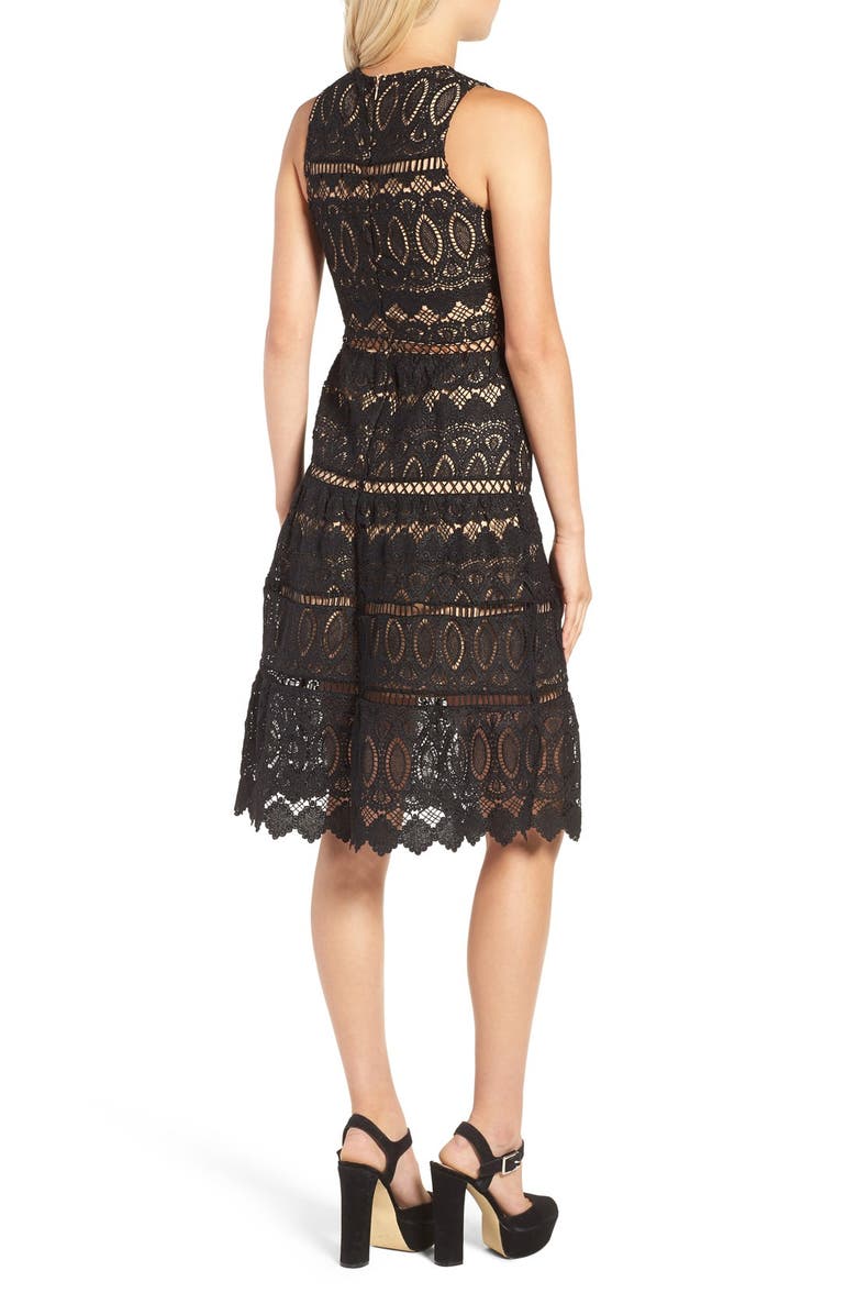 J.O.A. Lattice Embroidered Midi Dress, Alternate, color,