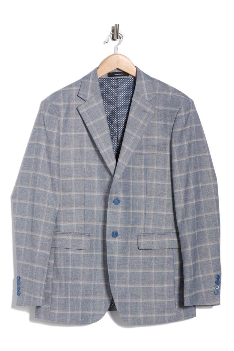 Slim Fit Tonal Windowpane Plaid Blazer, Alternate, color, BLUE