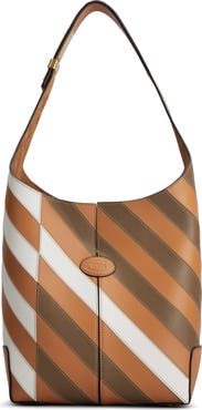 Tod's Millerighe Stripe Leather Tote