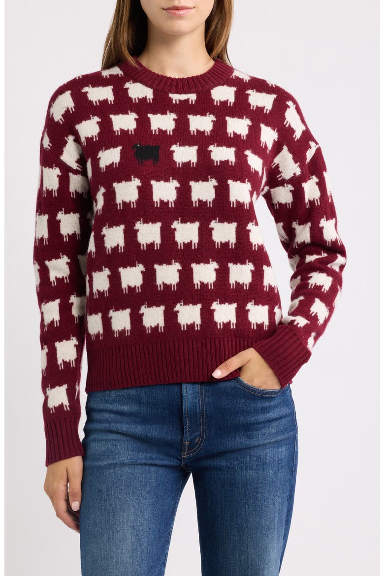Sheep Wool Crewneck Sweater, Main, color, BURGUNDY