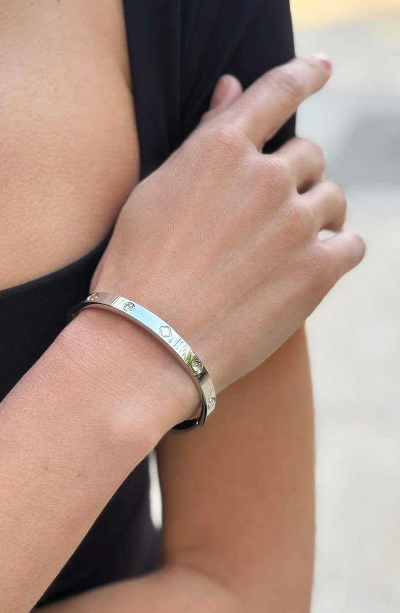 Adornia Set of 2 Clover & Roman Bangle Bracelets, Alternate, color, Silver