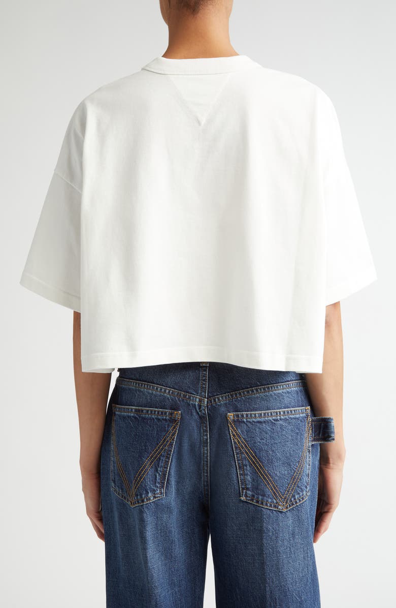 Bottega Veneta Soft Cotton Jersey Crop T-Shirt with Detachable Intrecciato Leather Heart, Alternate, color, 