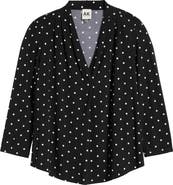 AK ANNE KLEIN Print Pleat Three-Quarter Sleeve Top