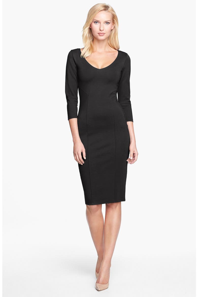 Midi Sheath Dress (Nordstrom Exclusive), Alternate, color, BLACK