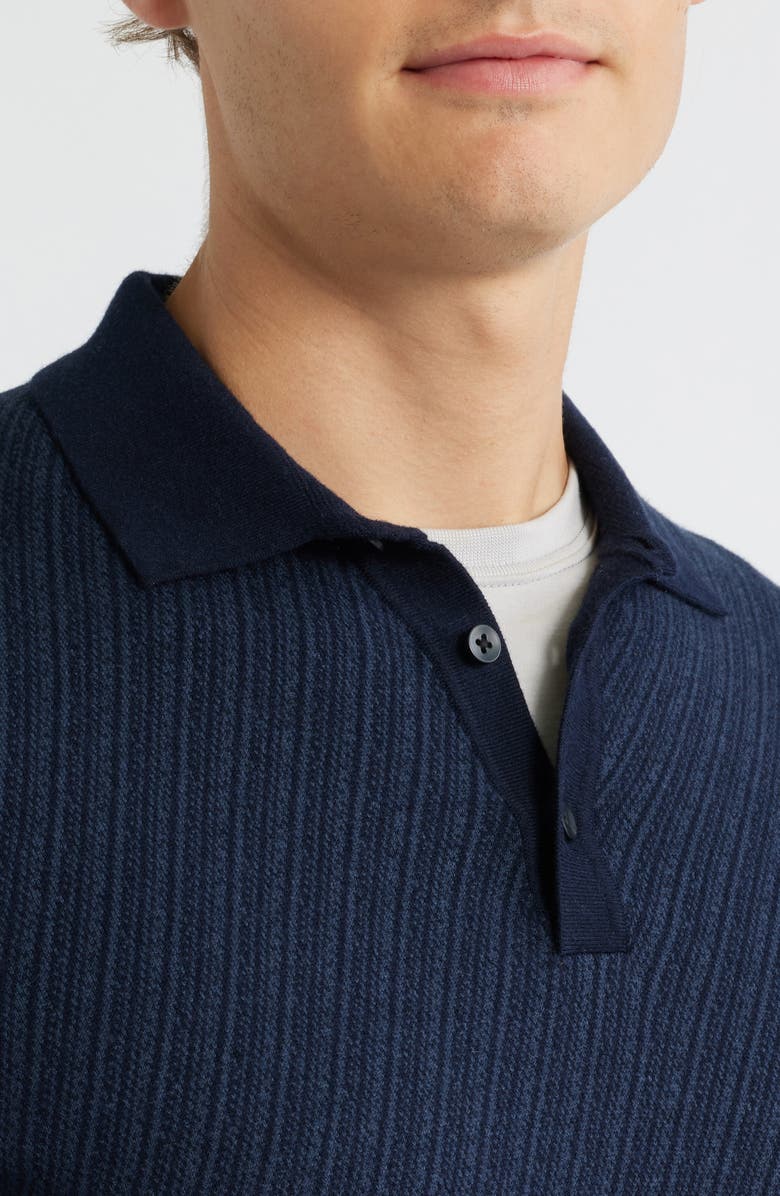 Robert Barakett Borja Cotton & Cashmere Long Sleeve Polo, Alternate, color, Navy