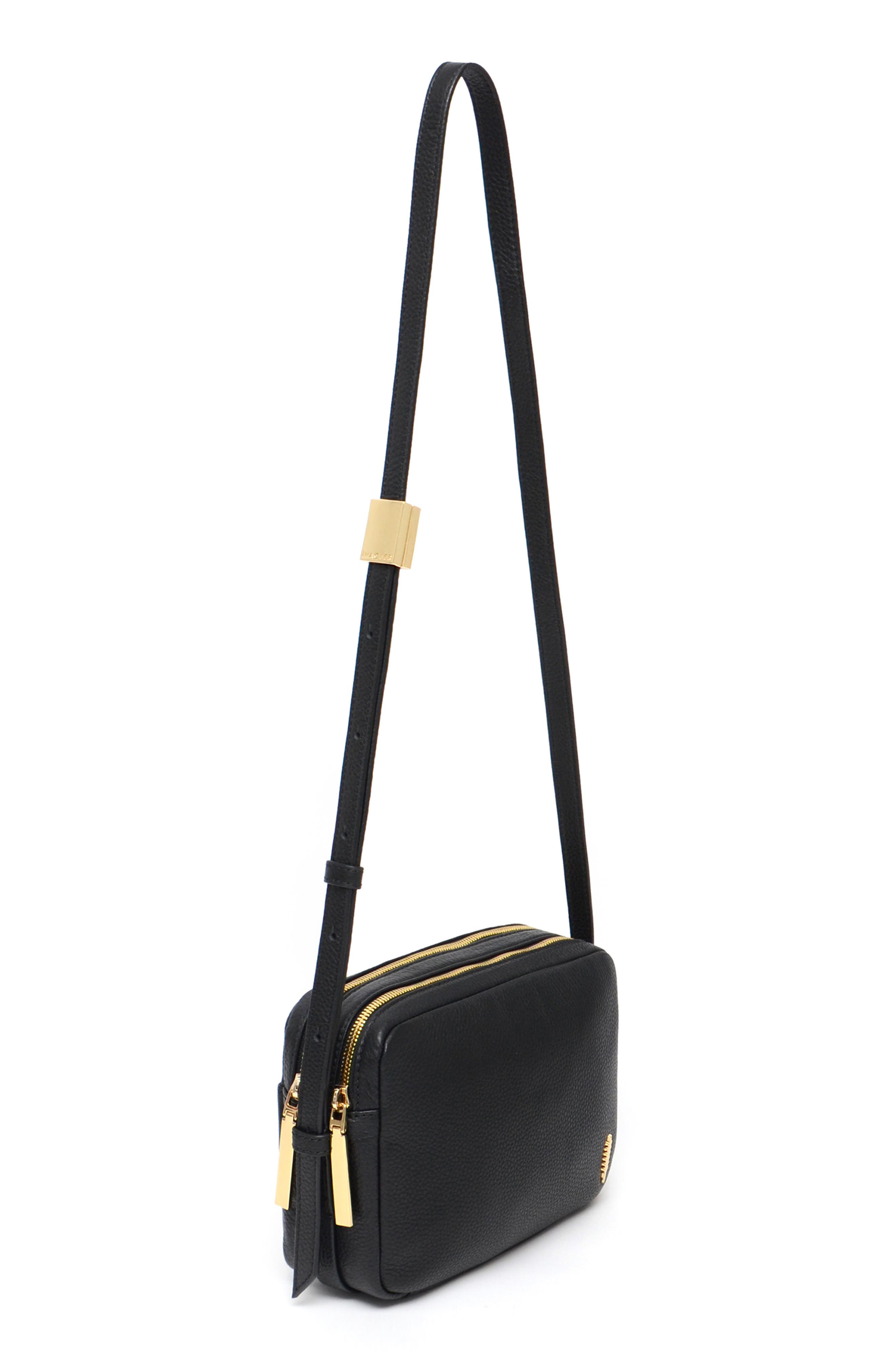 Thacker Shay Leather Camera Crossbody Bag, Alternate, color, Black