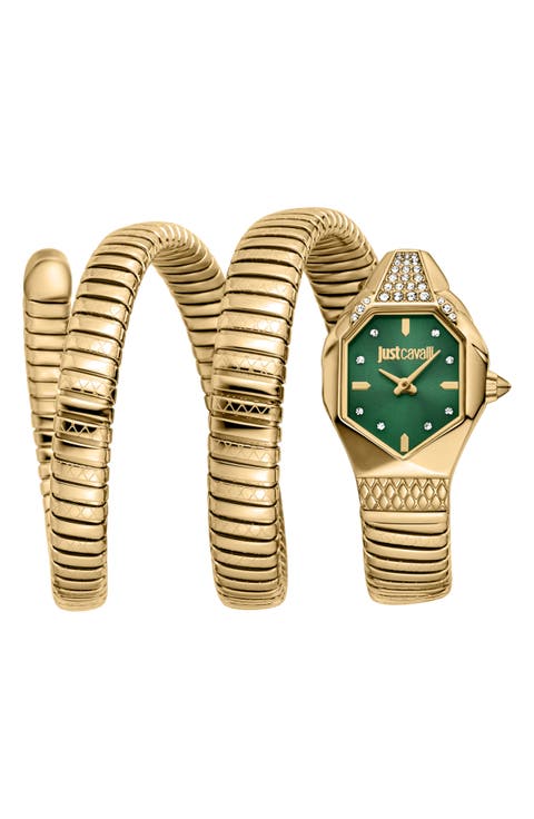 Snake Wraparound Bracelet Watch, 22mm x 34.5mm