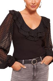 Friends Like These Dobby Balloon Sleeve Rib Top