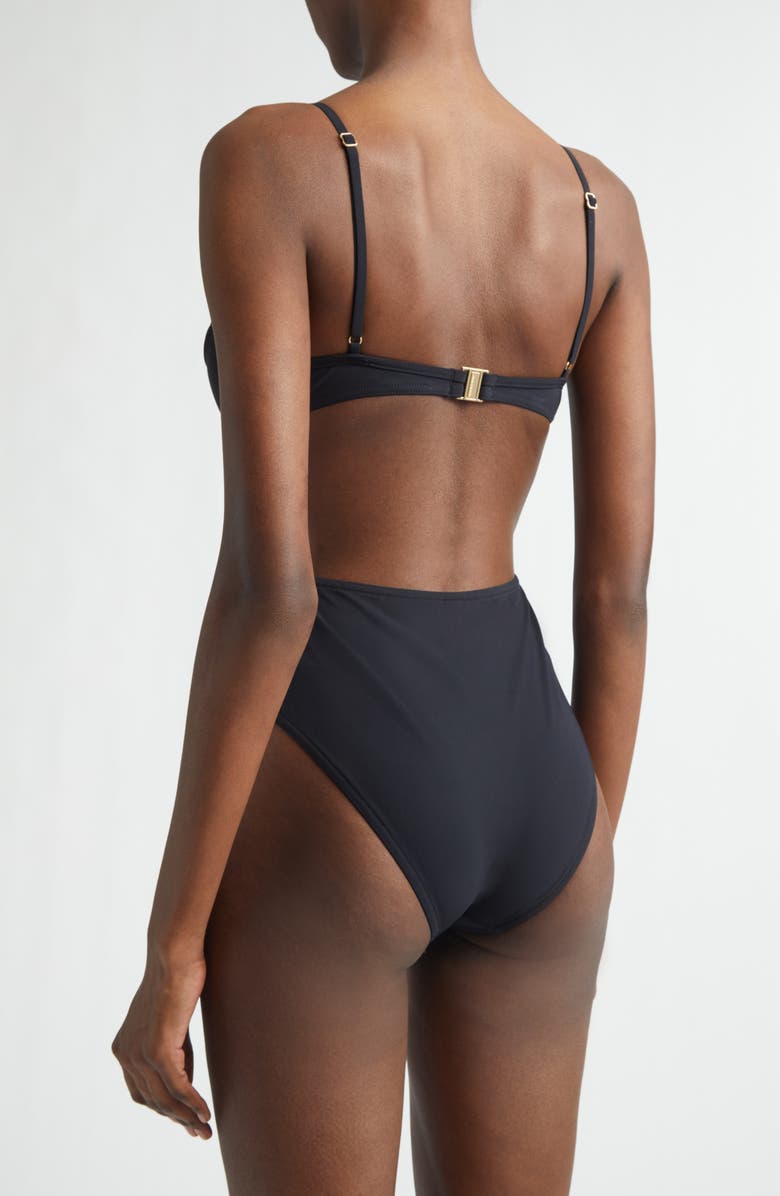 Zimmermann Mahon Trim Detail One-Piece Swimsuit, Alternate, color, Black