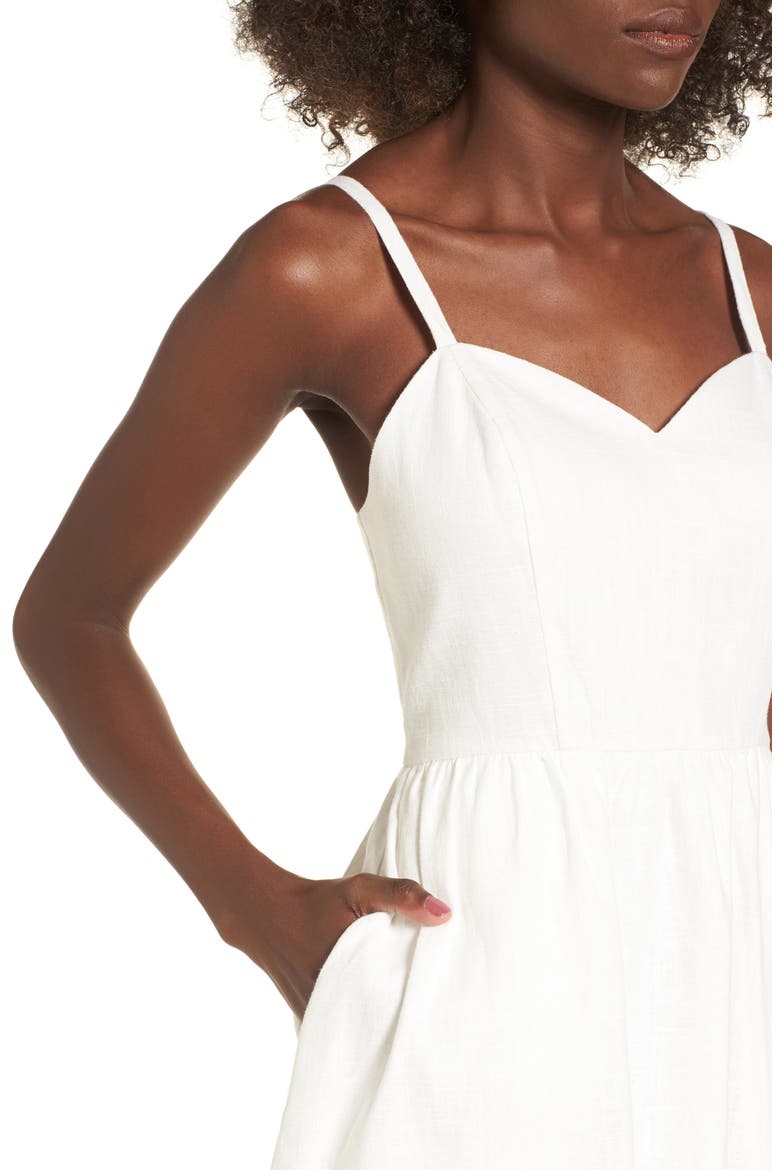 Cotton & Linen Ballerina Midi Dress, Alternate, color, WHITE