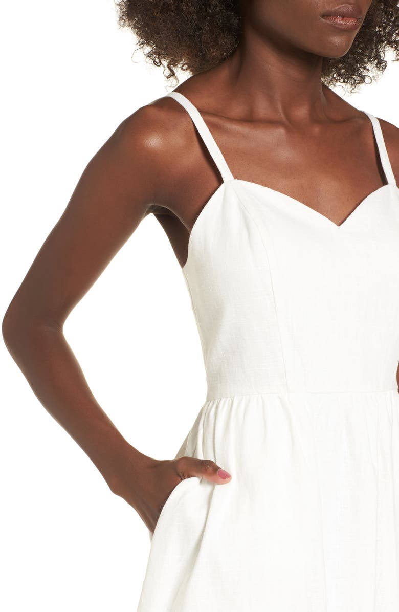 MOON RIVER Cotton & Linen Ballerina Midi Dress, Alternate, color,