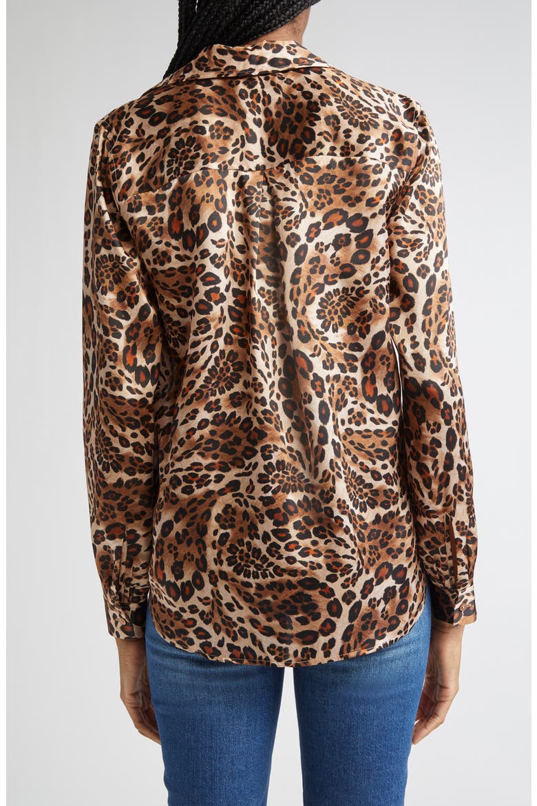 Tyler Leopard Print Silk Button-Up Shirt, Alternate, color, CINNAMON