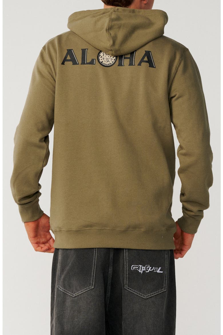 Hawaii Aloha Spirit Fleece Hoodie, Alternate, color, DARK OLIVE