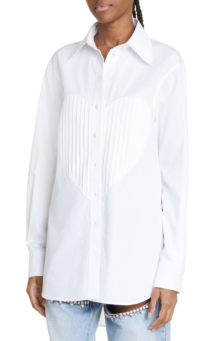 Area Pleated Heart Bib Cotton Tuxedo Shirt, Alternate, color, 
