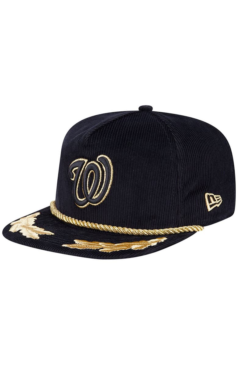 New Era Men's New Era Black Washington Nationals Corduroy Filigree Golfer Adjustable Hat, Main, color, 