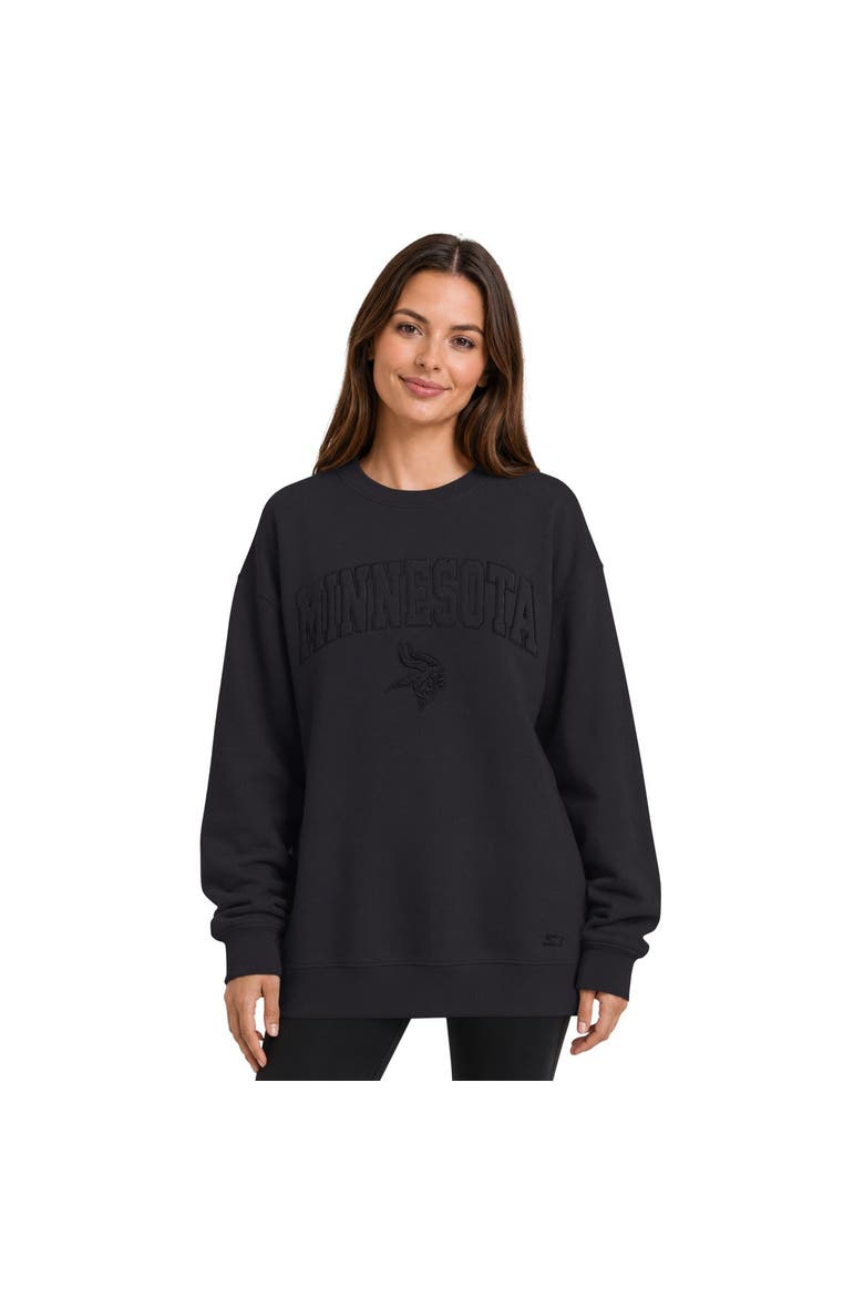 Women's Starter  Black Minnesota Vikings Athleisure Oversized Fleece Sweatshirt, Main, color, Black