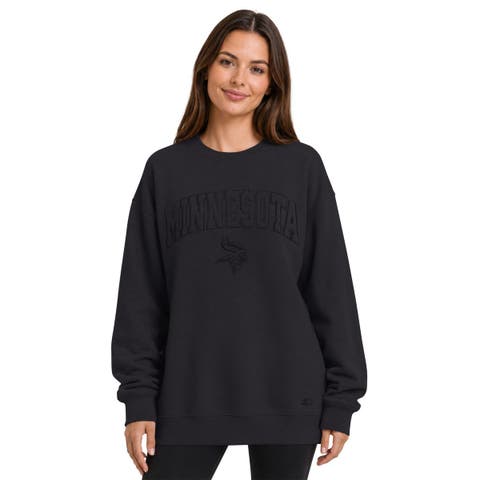 Women's Starter  Black Minnesota Vikings Athleisure Oversized Fleece Sweatshirt