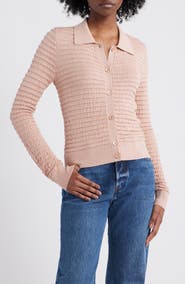 FRAME The Smocked Silk & Cotton Cardigan