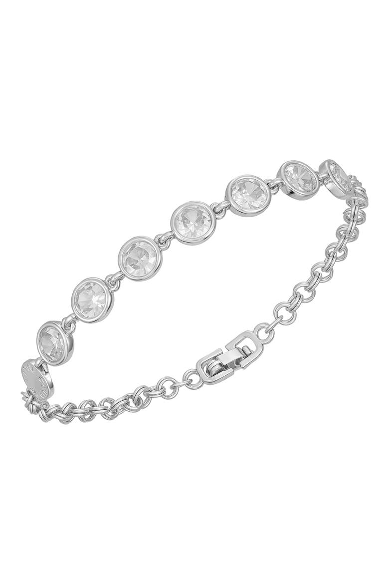 Bezel Set CZ Bracelet, Main, color, SILVER TONE