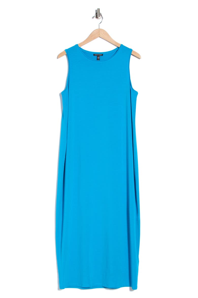 Round Neck Oval Stretch Sleeveless Midi Dress, Alternate, color, DEEP BLUE