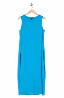 Eileen Fisher Round Neck Oval Stretch Sleeveless Midi Dress