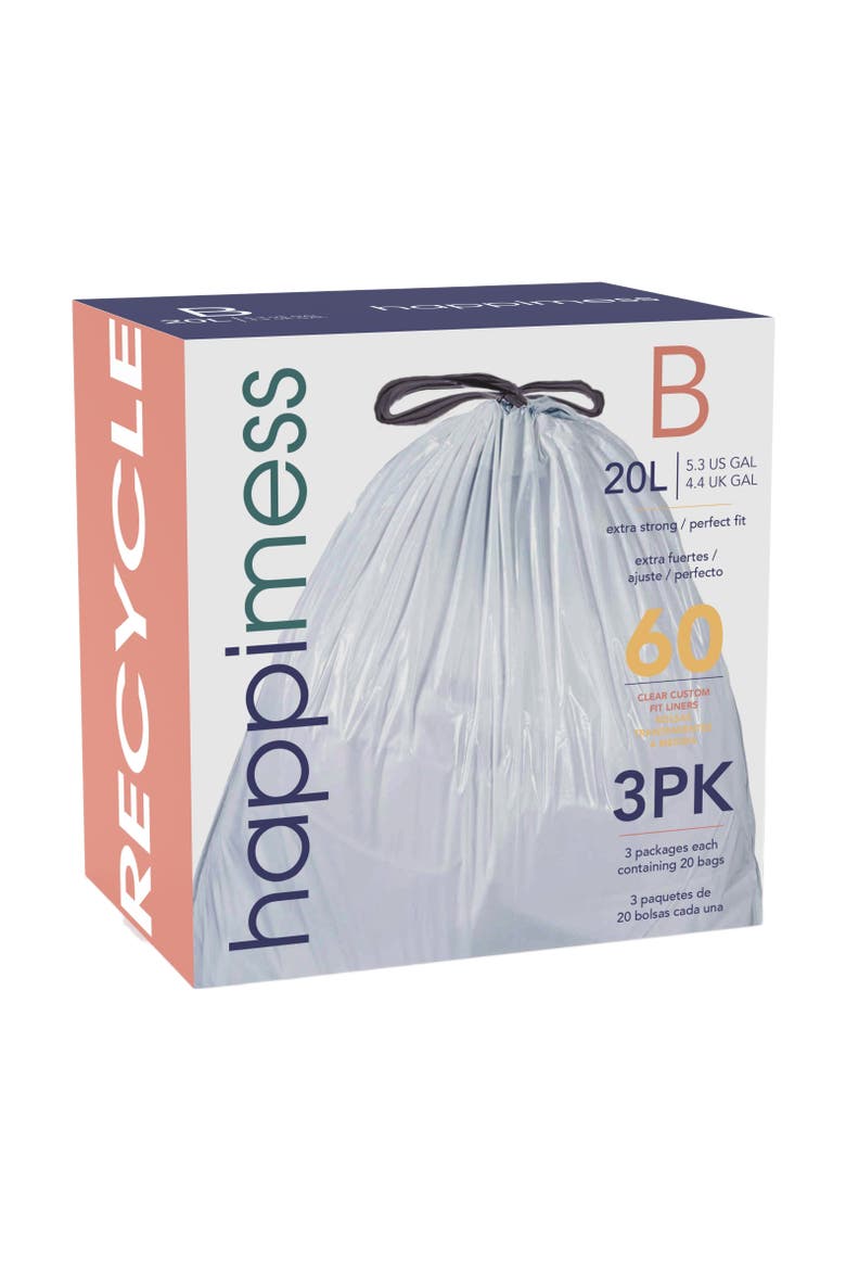 Drawstring Trash Can Liner,, Main, color, White, Unscented, 13.2-Gal