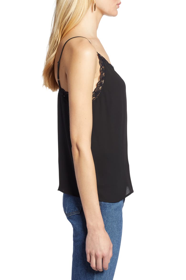 Lace Trim Camisole, Alternate, color, BLACK
