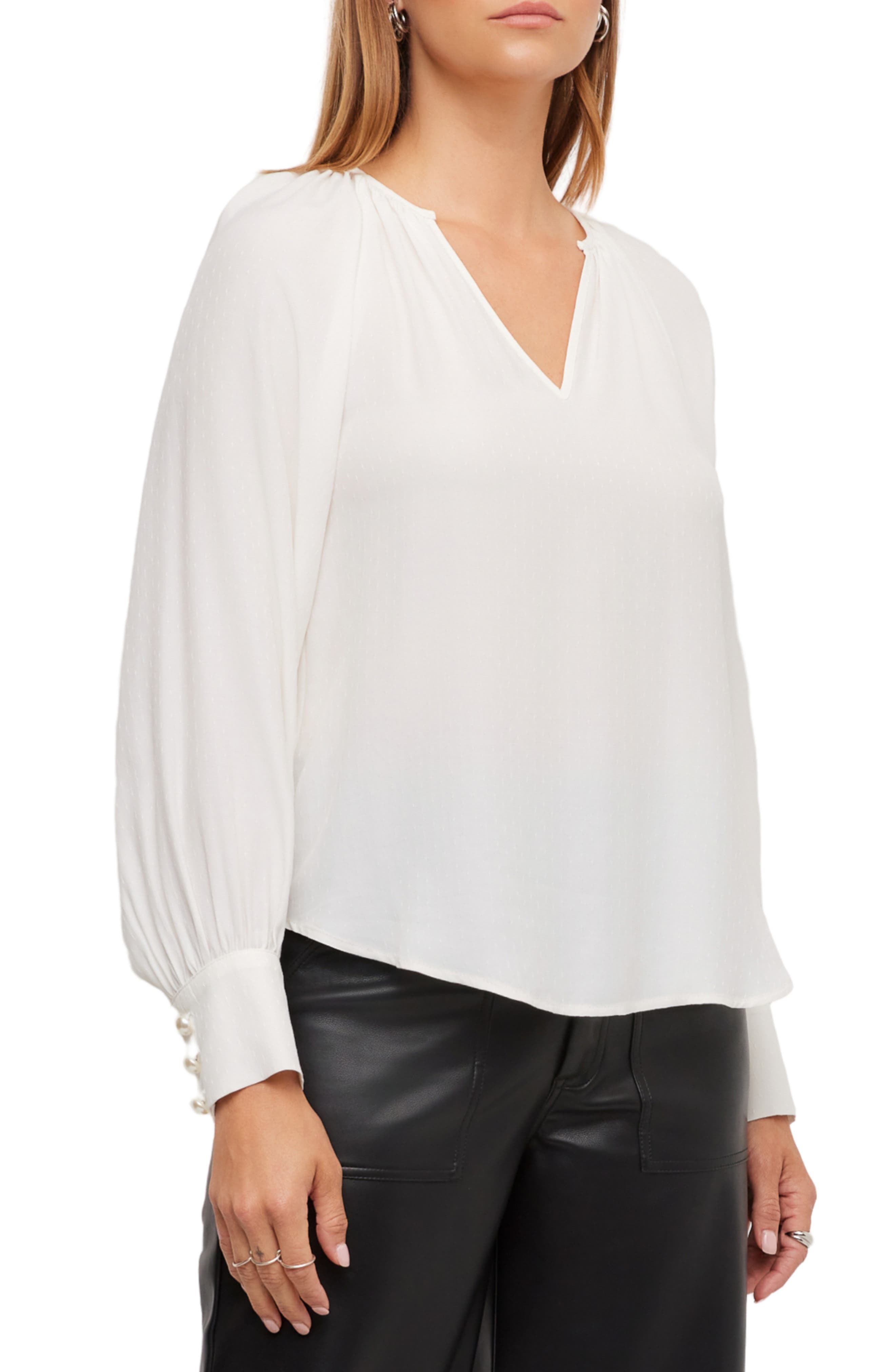 FIFTEEN TWENTY Nica Dot Jacquard Peasant Top (Women) | Nordstrom
