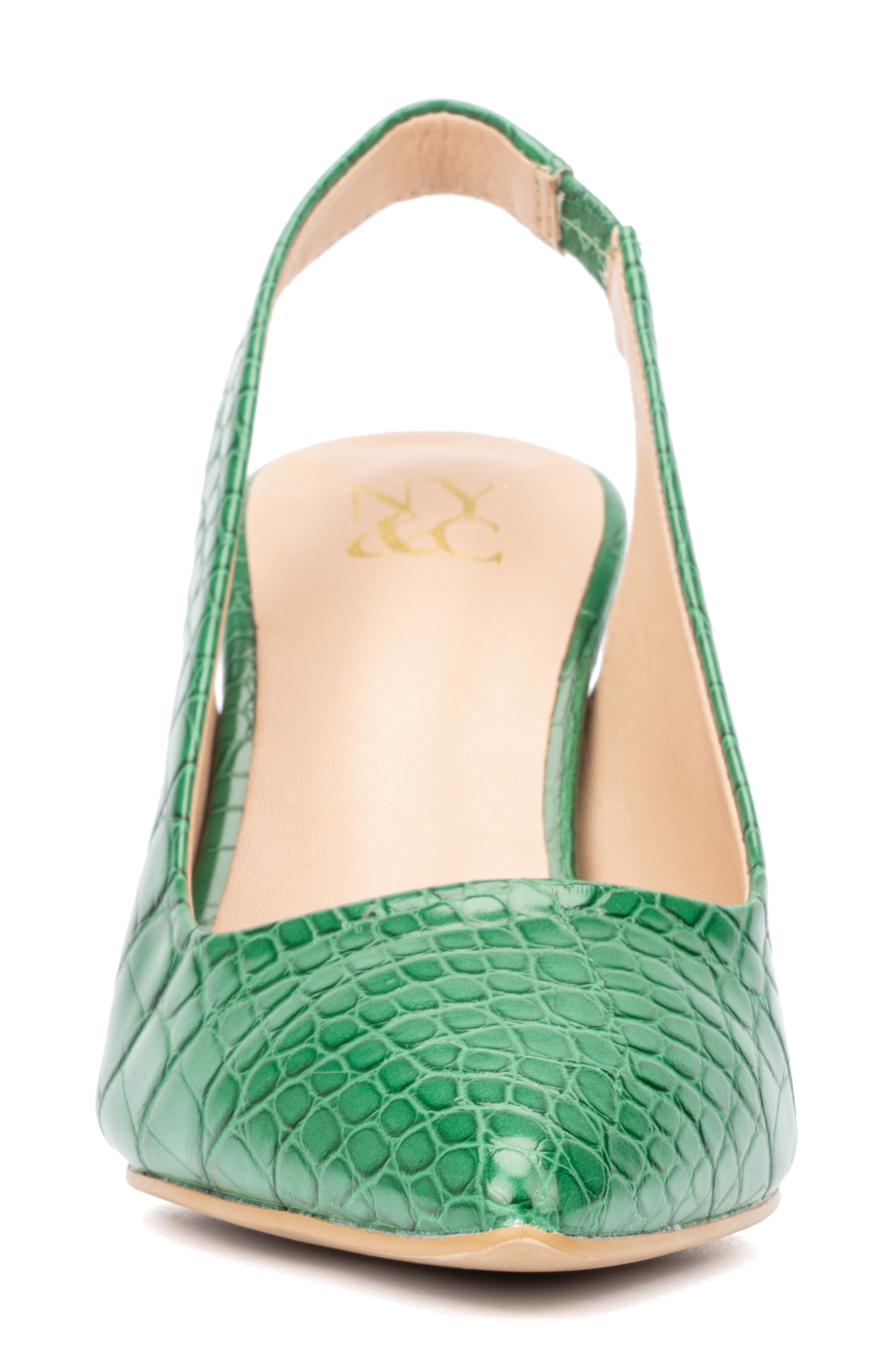 Steph Snake Embossed Pointed Toe Slingback Pump, Alternate, color, KELLY GREEN