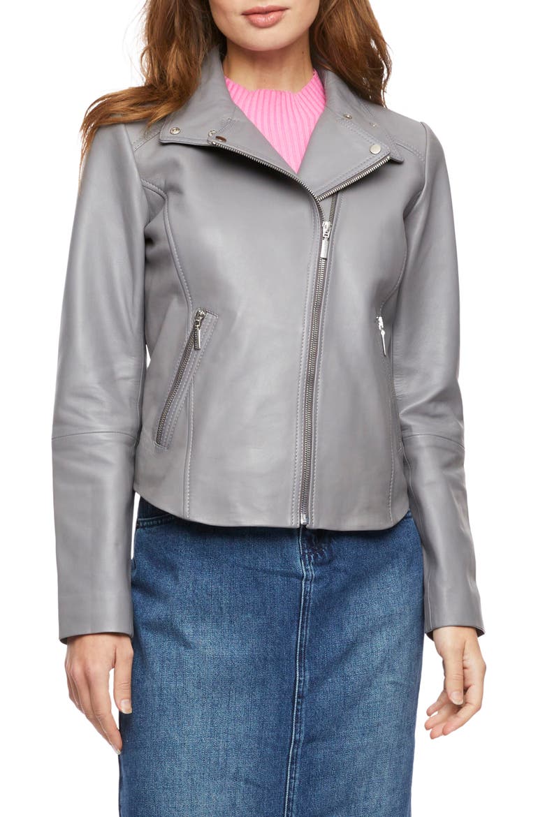 Leather Moto Jacket, Main, color, CITY SHADOW