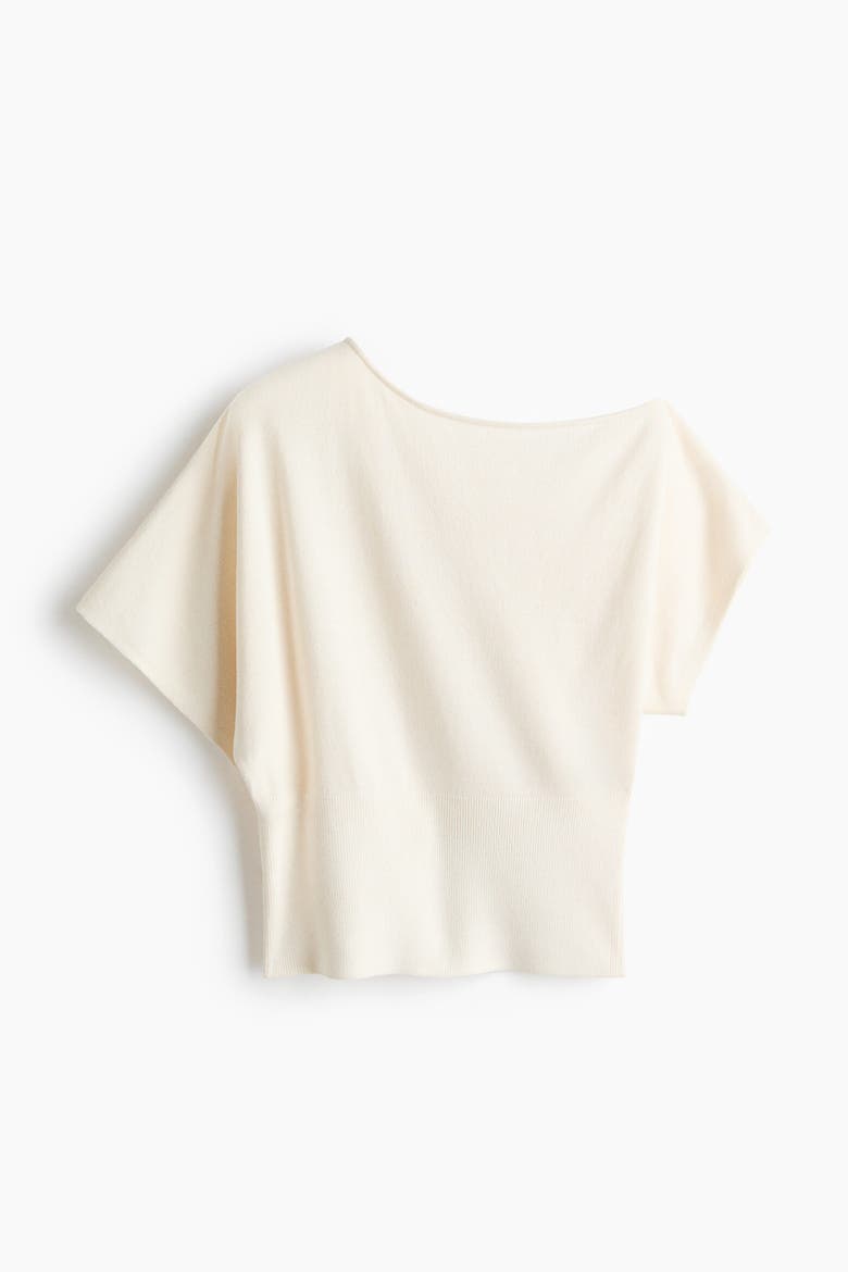 Fine-knit One-shoulder Top, Alternate, color, Cream