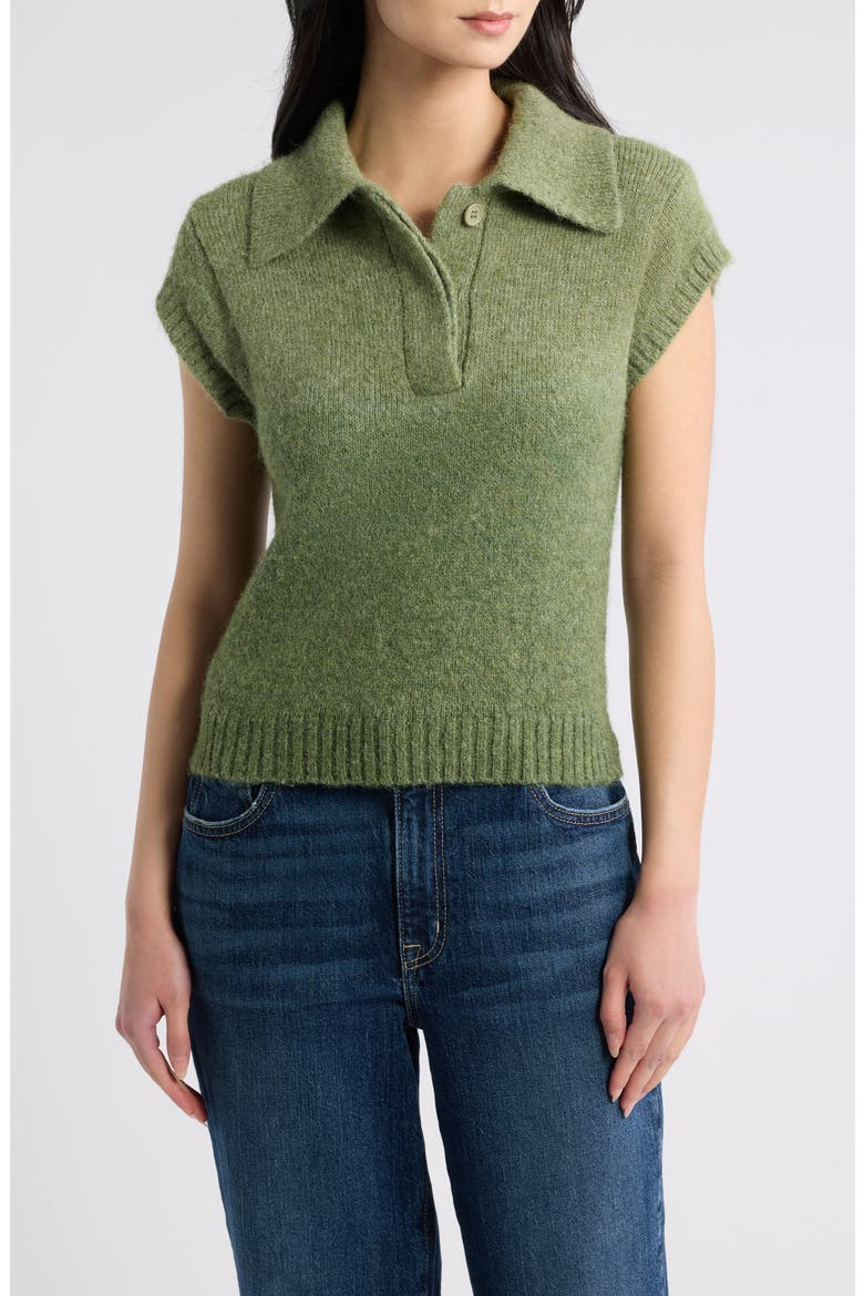 Charlene Short Sleeve Polo Sweater, Main, color, OLIVE