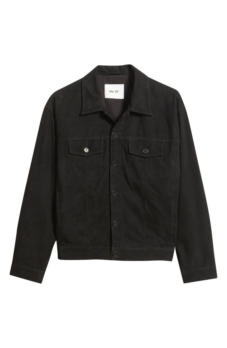 NN07 Roy Suede Trucker Jacket, Main, color, Black