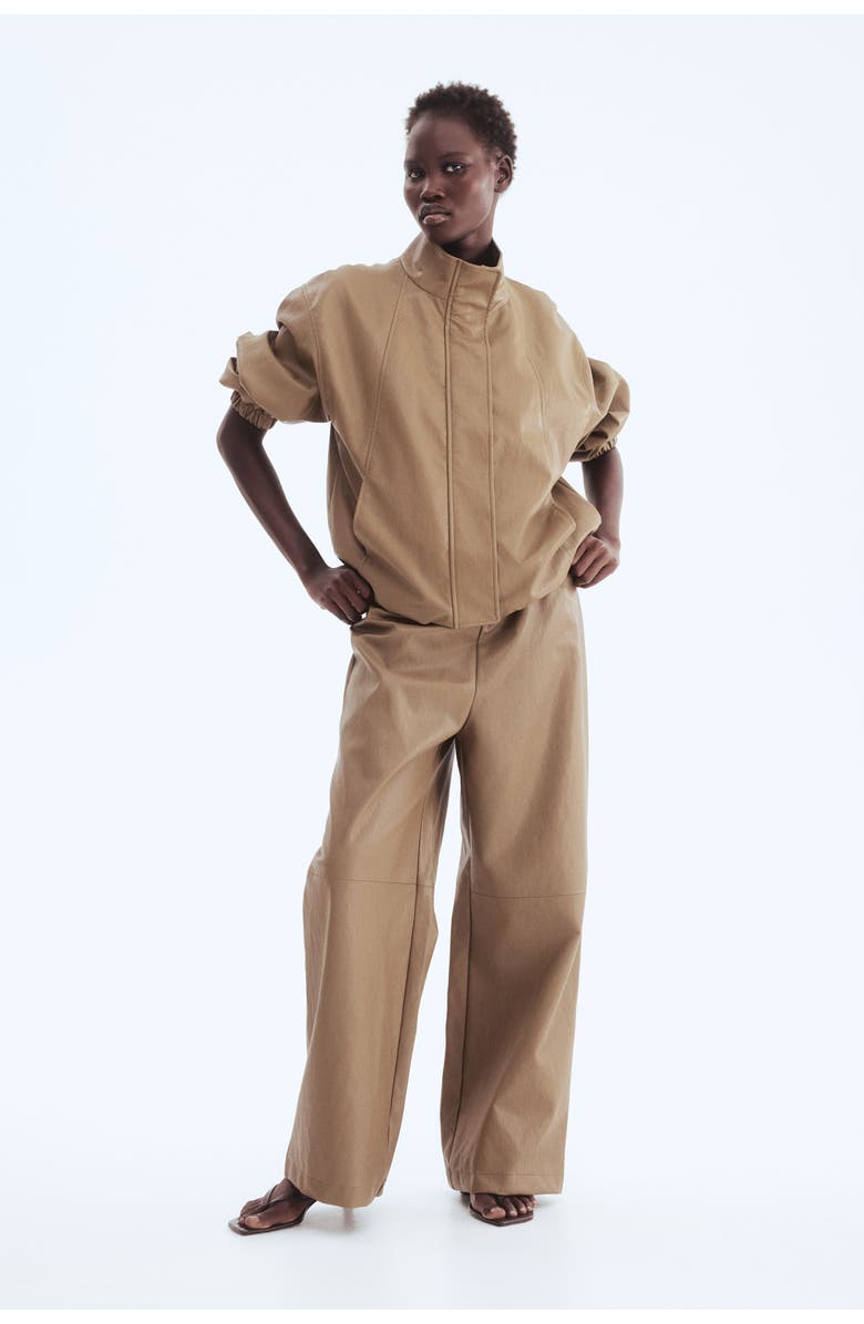 H&M Coated Trousers, Alternate, color, Dark Beige