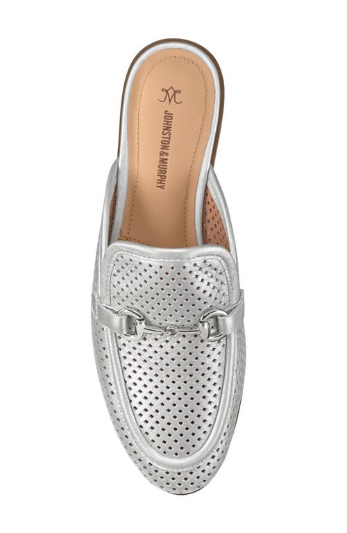 Johnston & Murphy Ali Perforated Bit Mule In White Pearlized Glove Leather