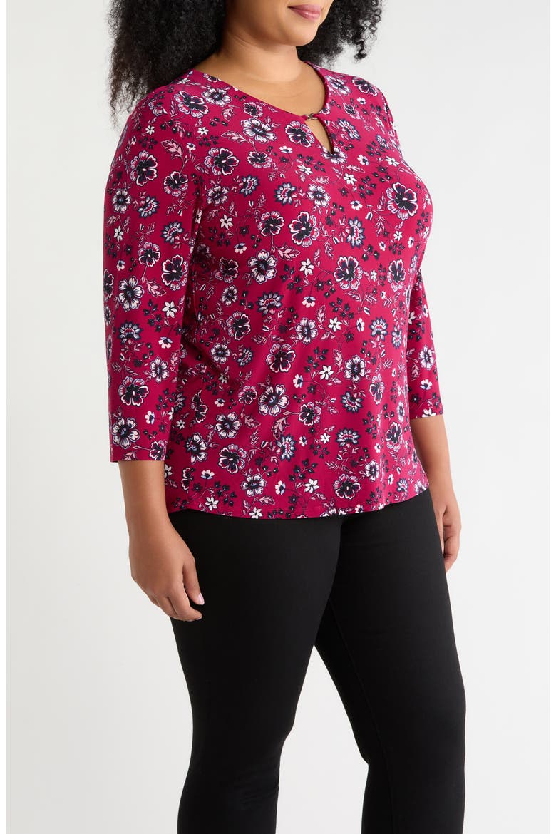 V-Neck Knit Top, Alternate, color, BERRY RED MULTI