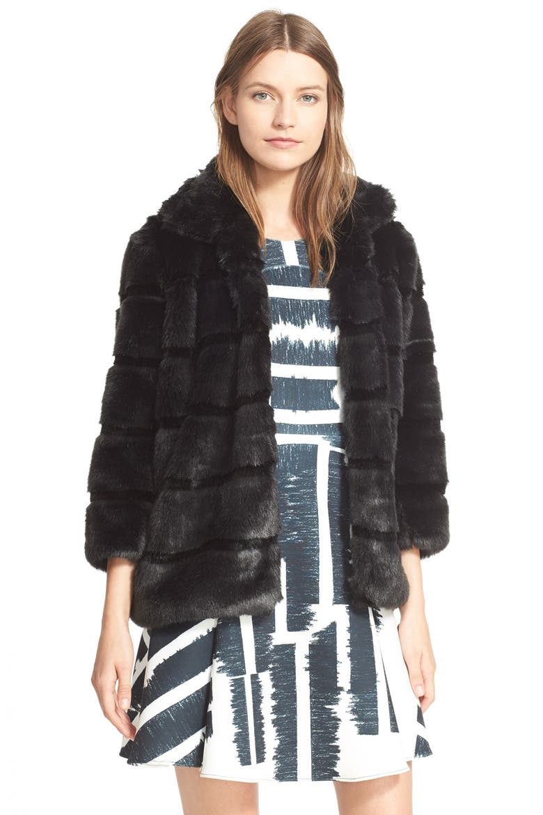 'Dolly' Faux Fur Coat, Main, color, BLACK