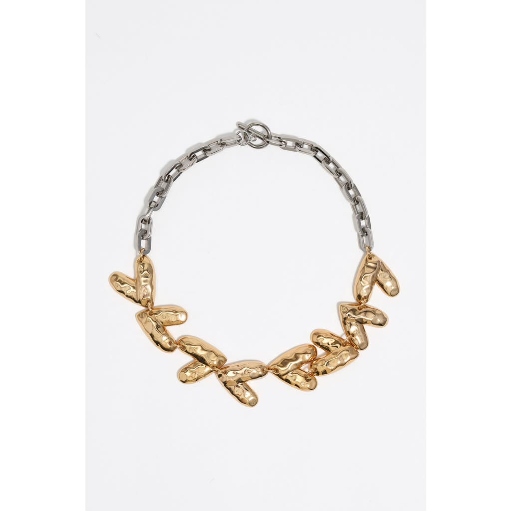 Bimba Y Lola Two-tone Textured Hearts Necklace In Gold