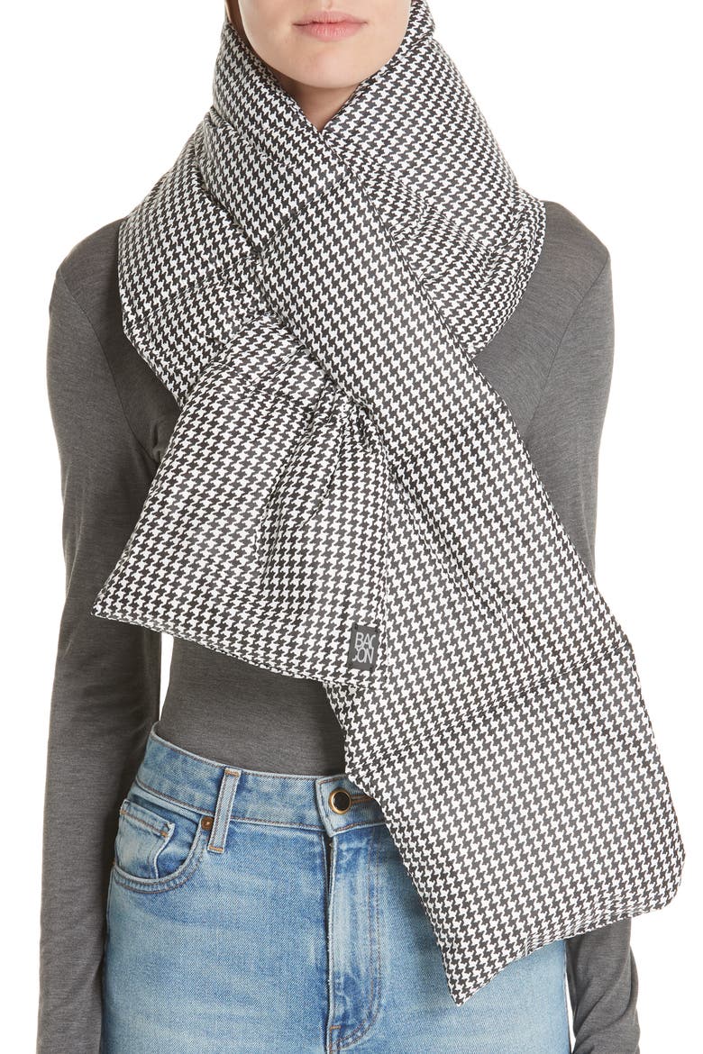 Houndstooth Down & Feather Scarf, Alternate, color, PIED DE POULE