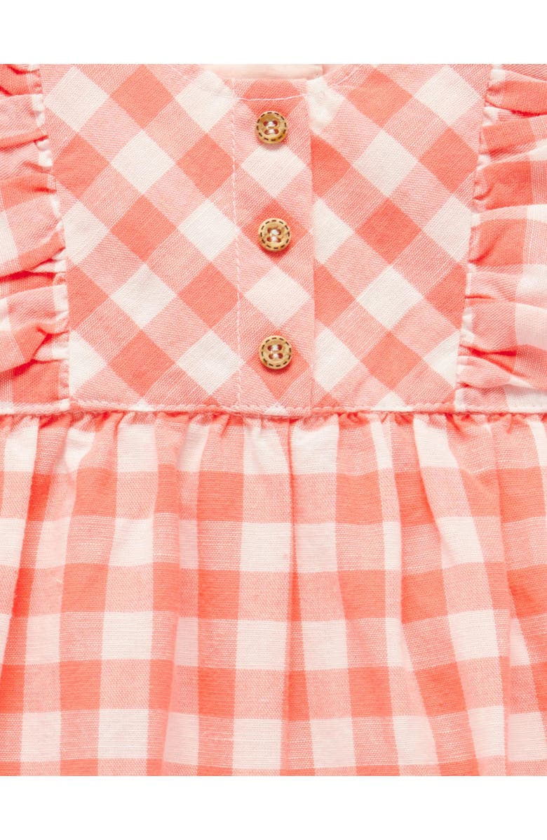 Purebaby Gingham Romper, Alternate, color, Coral Gingham