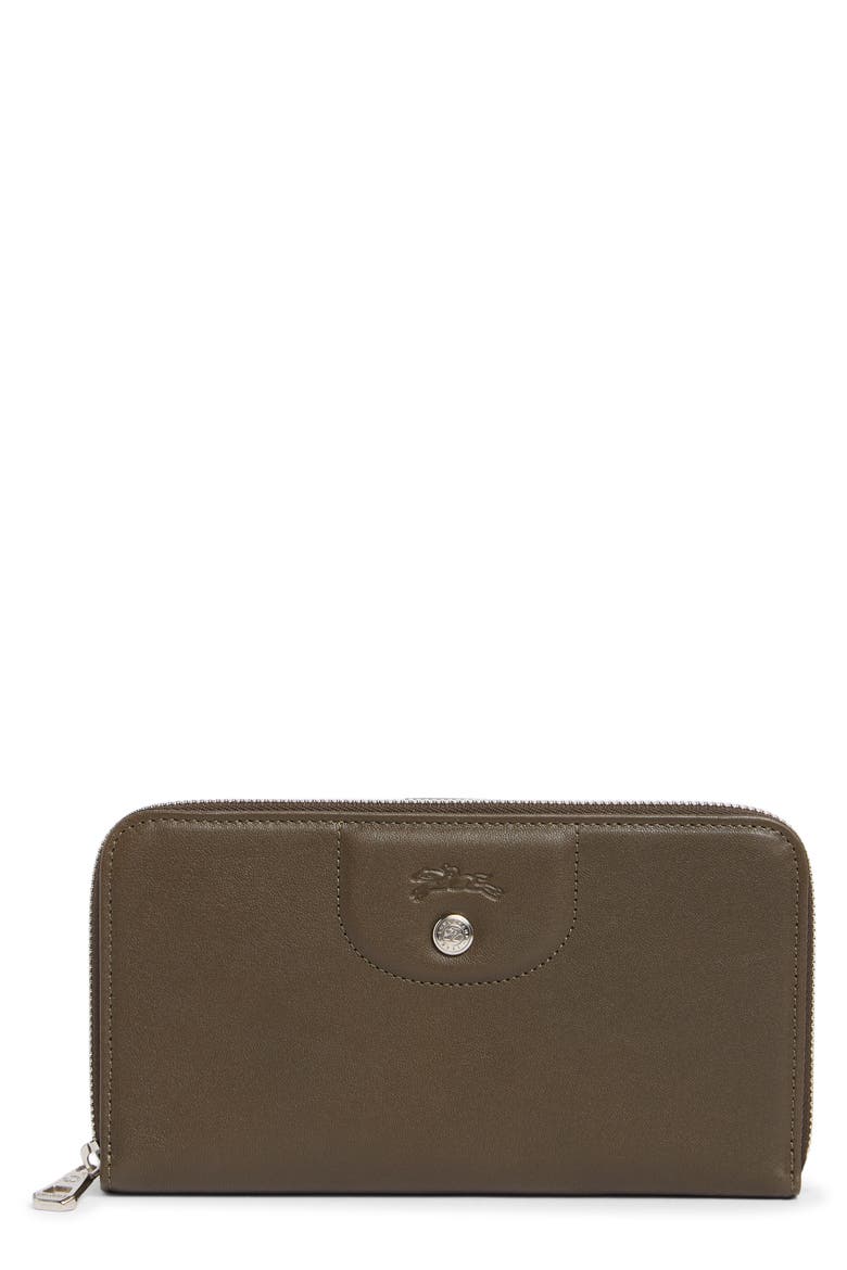 Le Pilage Cuir Zip Wallet, Main, color, KHAKI