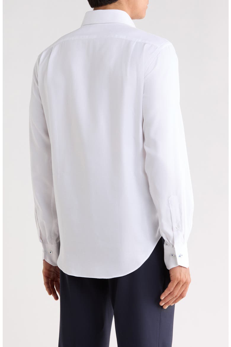 Trim Fit Solid Textured Dress Shirt, Alternate, color, WHITE