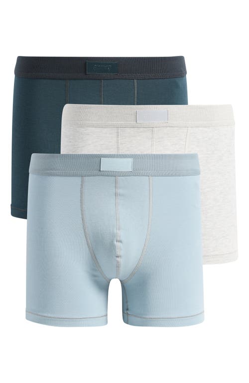 Skims 3-pack 3-inch Cotton & Modal Blend Boxer Briefs In Blue