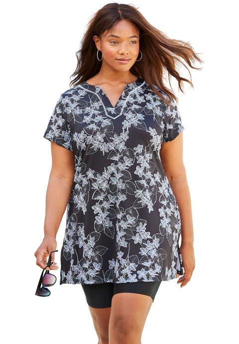 Longer Length Short-Sleeve Swim Tunic